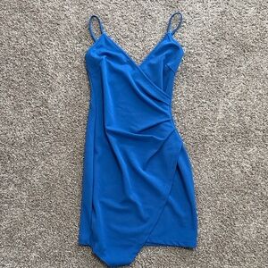 Elegant Blue Wrap Dress